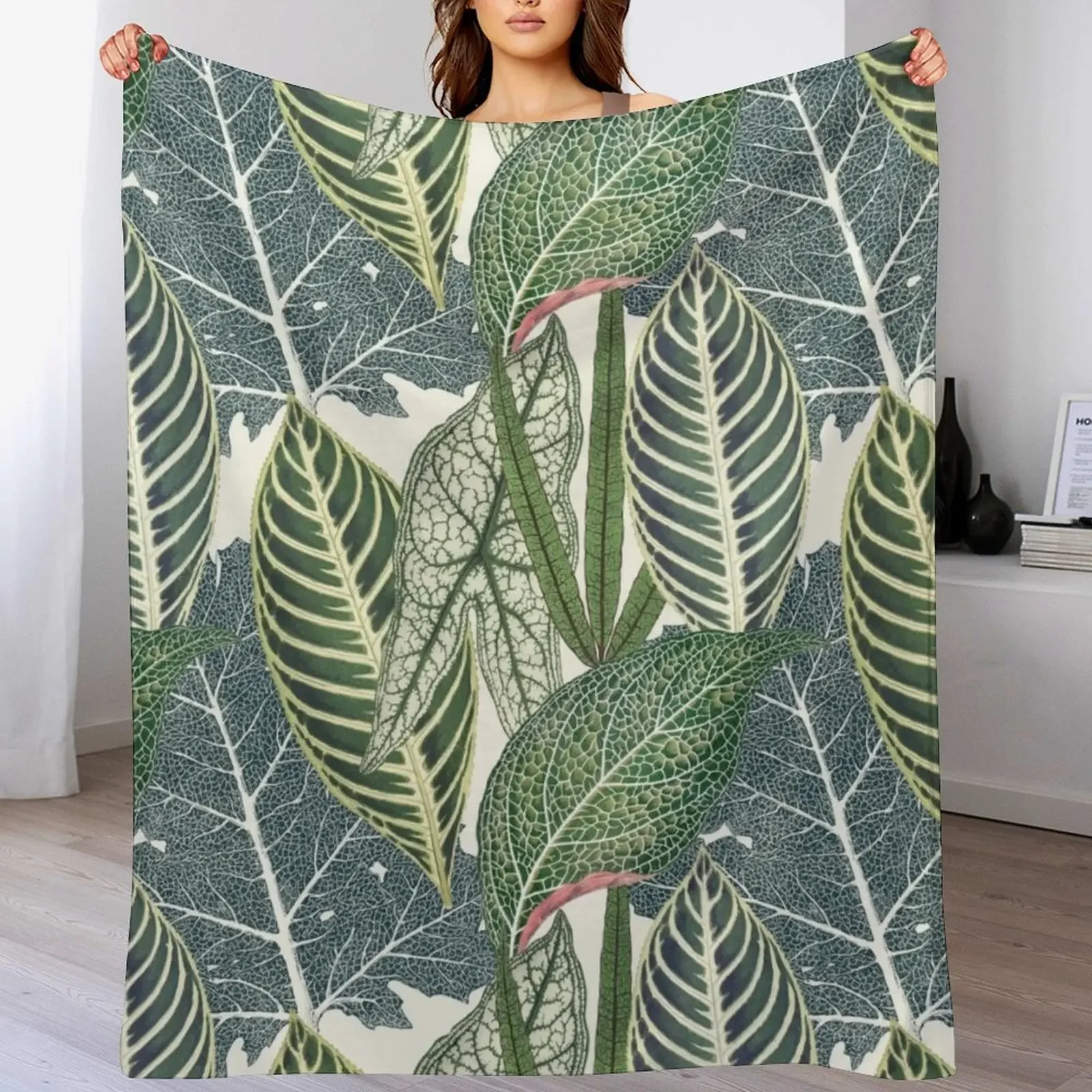 

Green tropical leaves VI Throw Blanket Sleeping Bag Flannel cosplay anime Soft Big Blankets