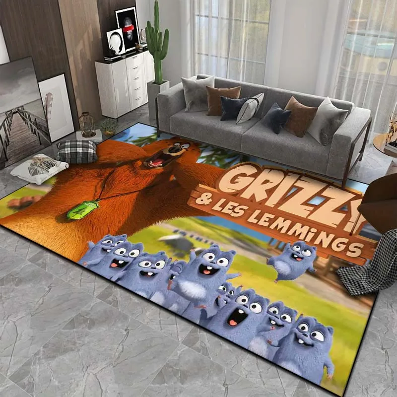 15 Size Cute G-Grizzly and Lemming Pattern Carpet Bedroom Living Room Bathroom Mat Creative Door Mat Kids Room Kawaii Room Decor