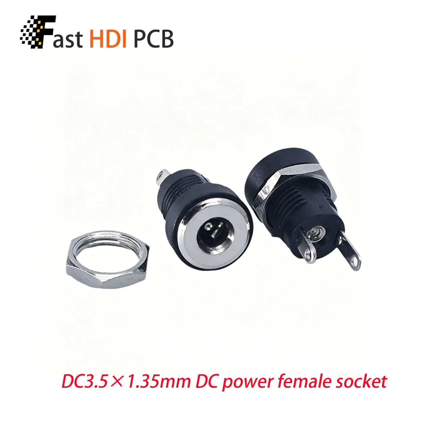 DC-022B DC Power Jack 3.5x1.35mm Female Socket 2 Pin Solder Type with Threaded Nut for Panel Mount CCTV Camera Router LED