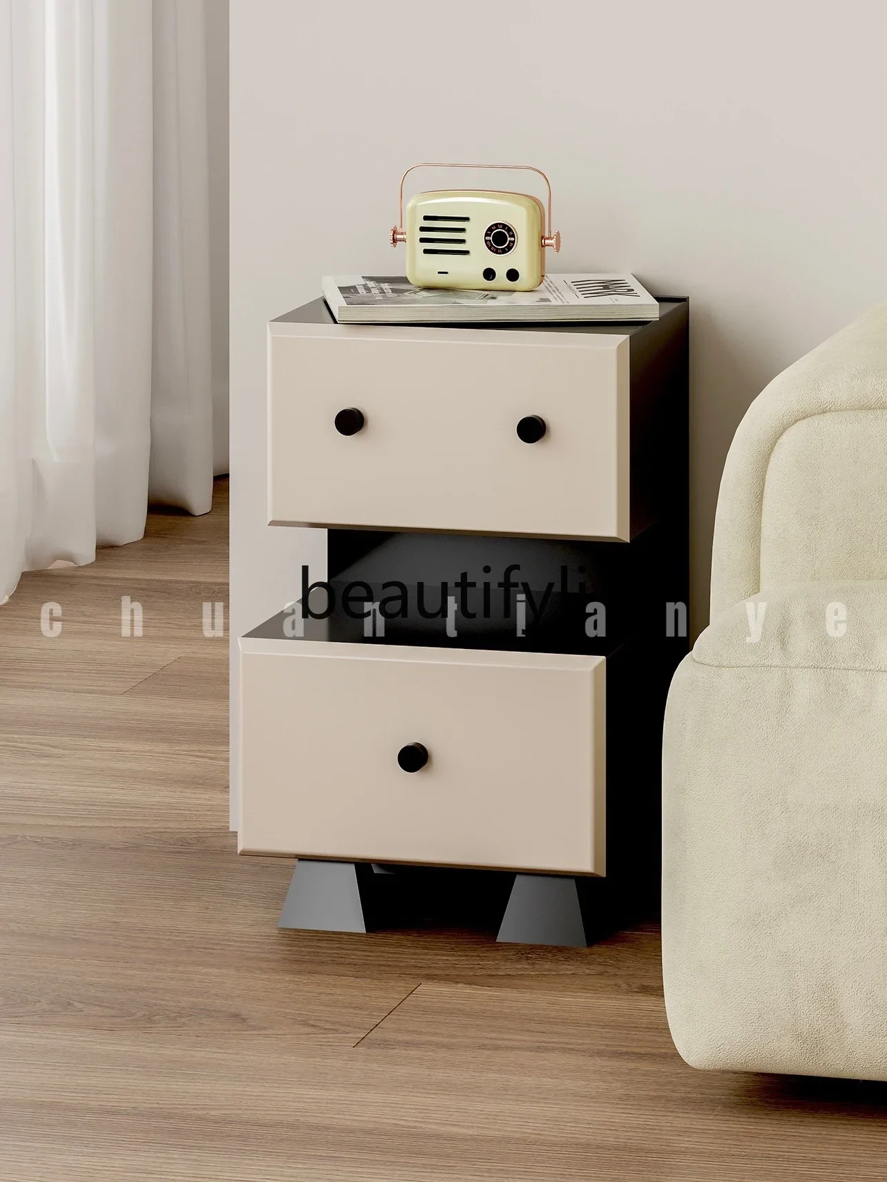 Czarno-biały robot szafka nocna nowoczesna sofa szafka boczna do sypialni salonu szafka do przechowywania dekoracyjna szafka