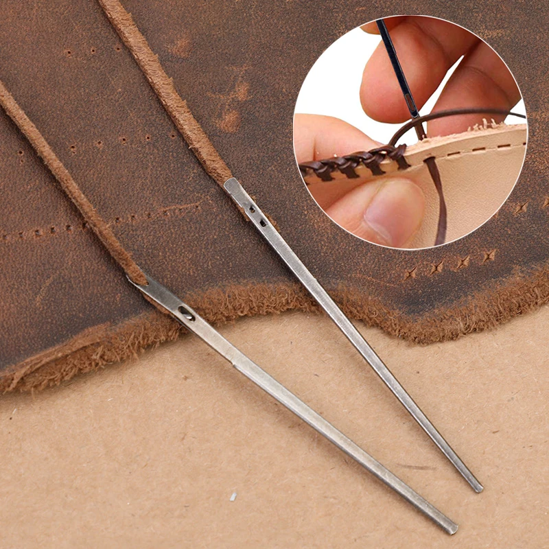 Leather Thread Needle Leather Rope Needle Leather Thread Gun Color Needle Cowhide Leather Pin Tool DIY Leatherwork Accessories