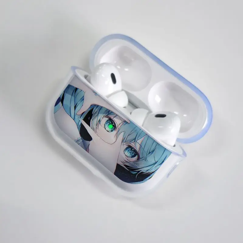 Hatsune Miku حافظات سماعات أذن من السيليكون من مادة البولي يوريثان الحراري لأجهزة Airpods 1 2 3 4 Pro Pro2 Pro3 مقاومة للصدمات مع حزام الحبل حقيبة سماعة الرأس المضادة للضياع