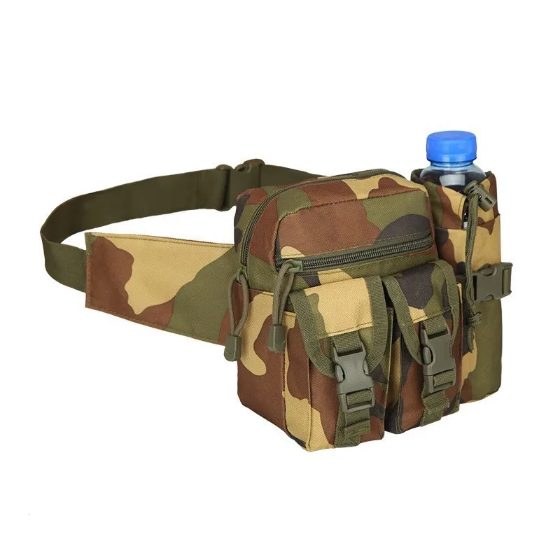 Premium Waist Bag Set: Black Utility Belt/Sweat-Resistant Lining, Double Zipper Pockets Compression Sleeve Holds Bottle & Phones