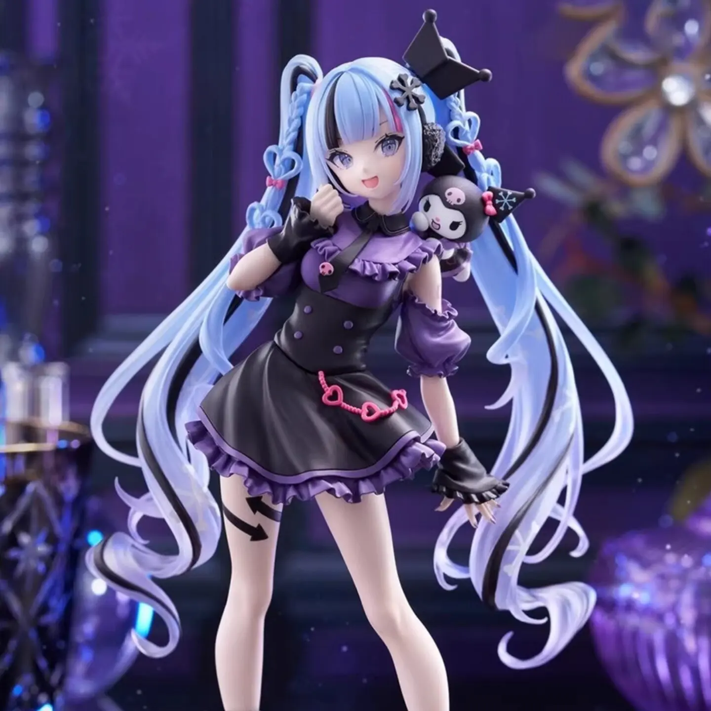 

Original Genuine FuRyu Hatsune Miku Trio-Try-iT Snow Miku × Kuromi 19cm Kawaii Figure Anime Figurine PVC Toys Gifts Collections