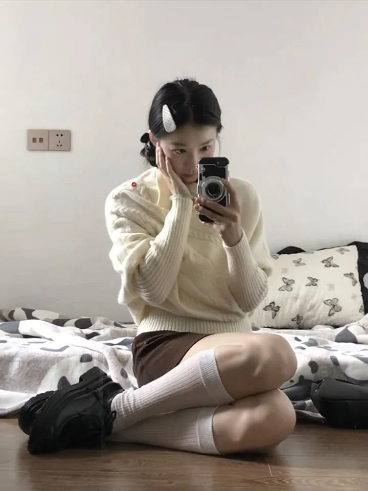 الكورية كسول Sle عالية الياقة المرأة سترة الخريف الشتاء ملابس داخلية لباس خارجي لينة محبوك أعلى مريحة فضفاضة تناسب طويلة...