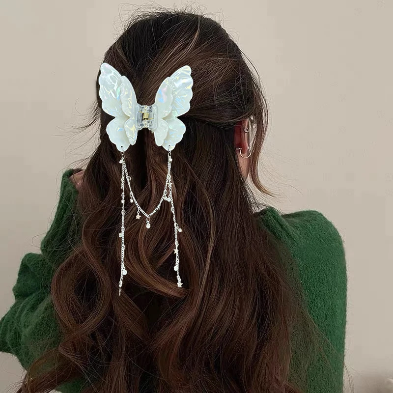 

AWAYTR Fairy Butterfly Tassel Hair Claw Acetate Sweet Princess Butterfly Crab Hair Clips for Women Girls Hairpin Hair Accessorie