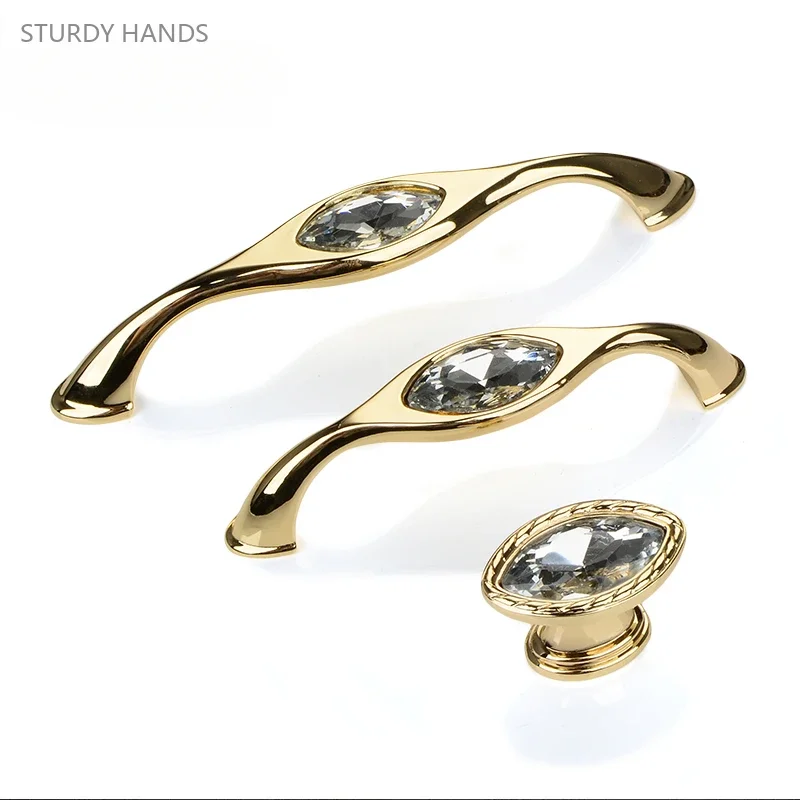 1PCS zinc alloy wardrobe handle, crystal inlaid diamond, modern minimalist cabinet, wine cabinet, drawer, door handle handles