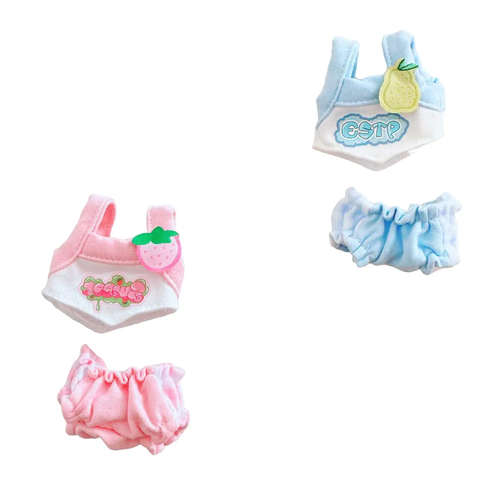 2 Pieces Plush Doll Vest Shorts Set for Kids Birthday Gift Fashion Pendant Doll Model Accessories Costumes Outfit for Girl Doll