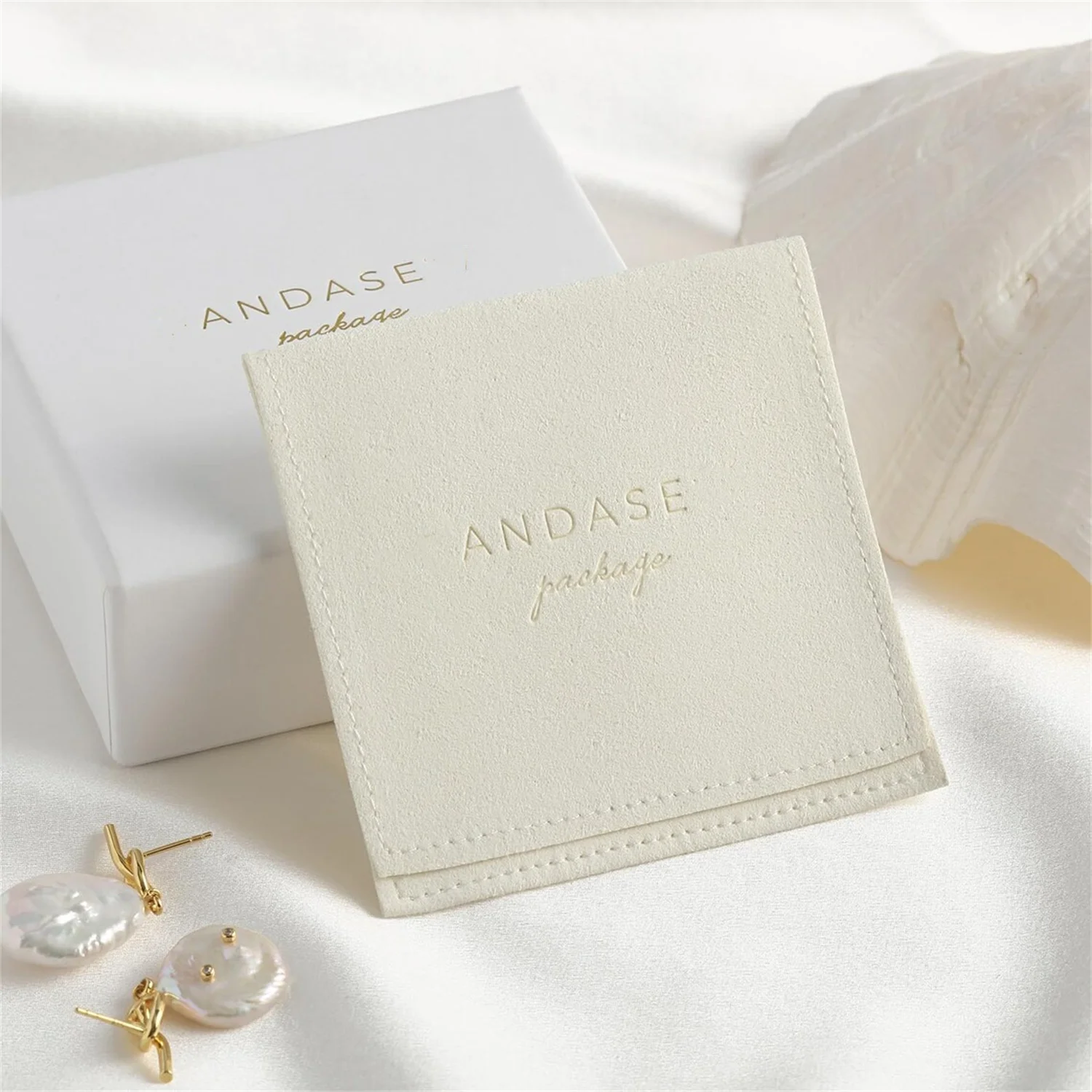 

50 ivory microfiber jewelry pouch personalized jewelry bags with custom logo small envelope bag jewelry packaging pouch bulk
