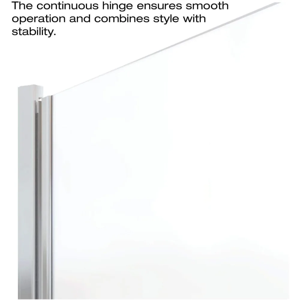 Shower Door, 27-28 in. Wide, Clear Glass Panel, Explosion-Proof Film, Handle, Stainless Steel Frame, Semi-Frameless Shower Door