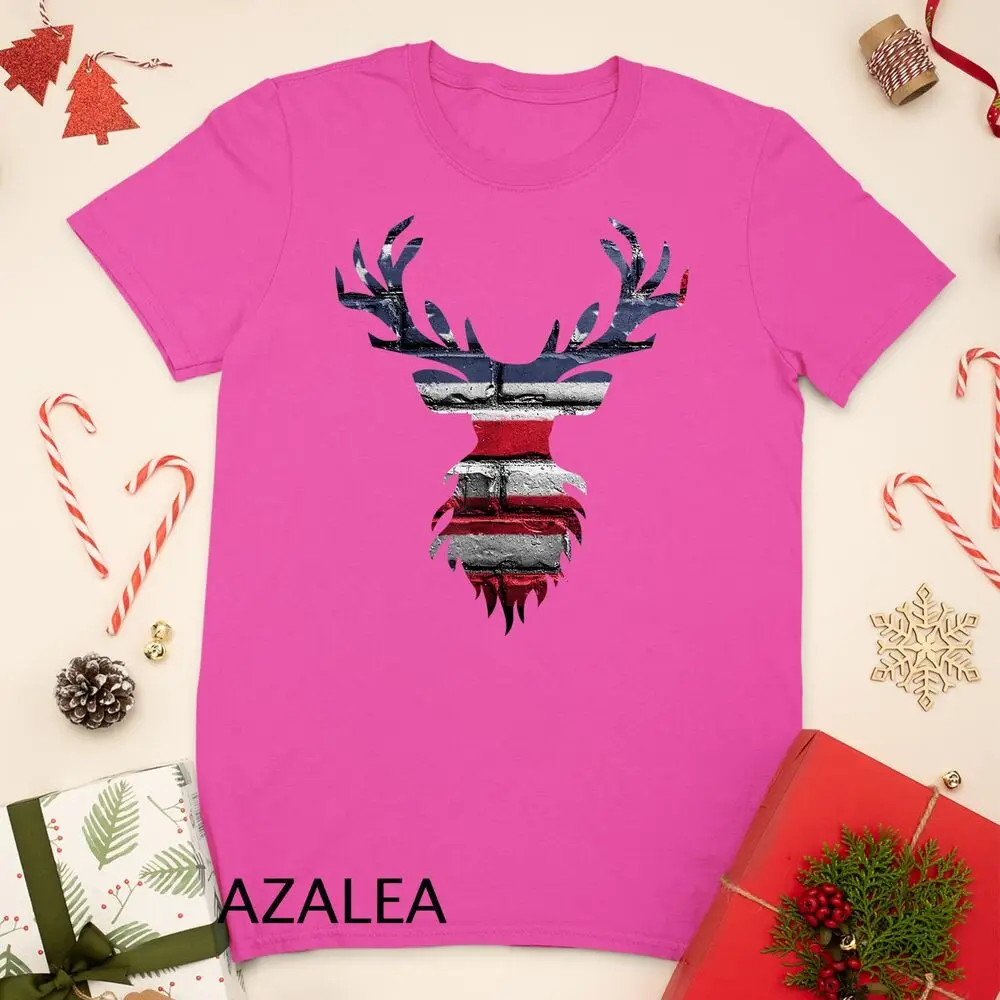 Christmas Reindeer With American Flag T-Shirt Unisex T-shirt