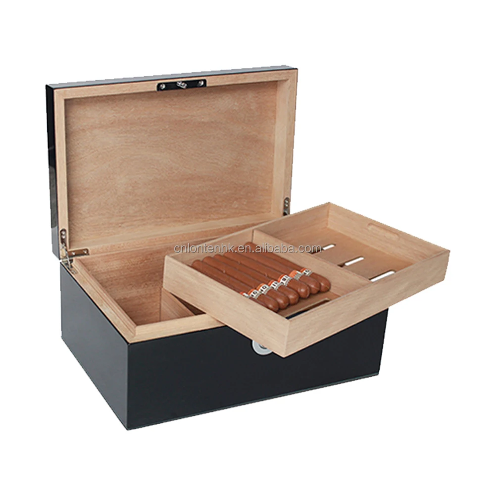 Manufacturer Customized Logo Wholesale Handmade with fingerprint lock  Cigar Storage Cases Wooden cigar box