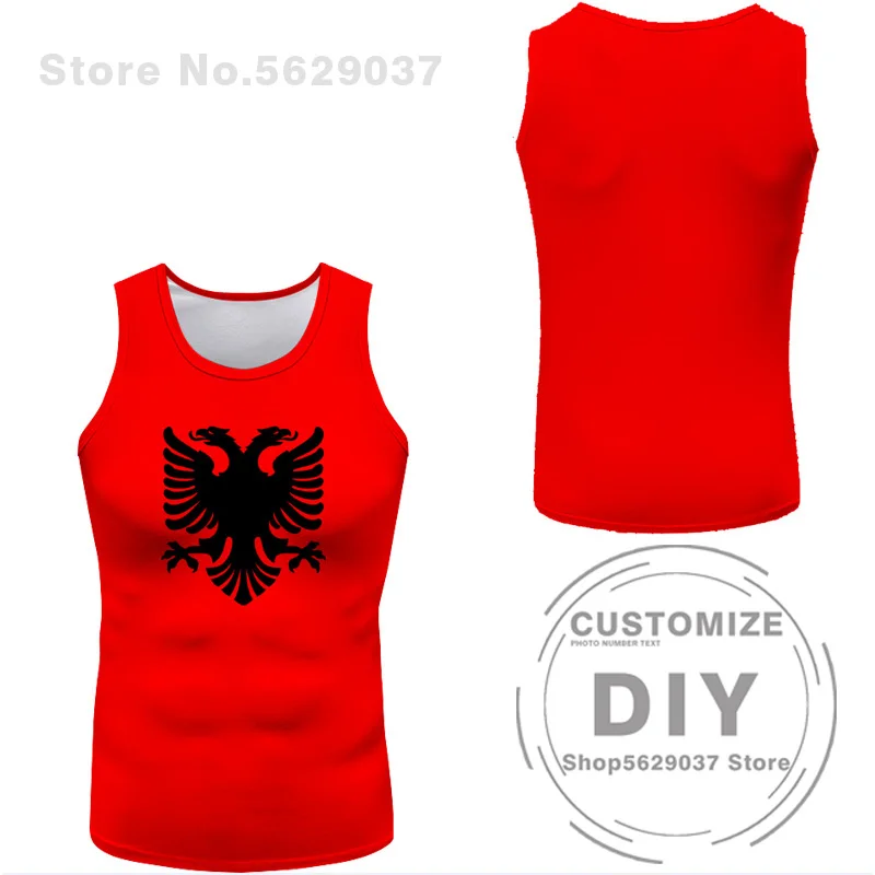 Albania Sleeveless Albanian Eagle Flag Men 3d Printed Vest T-shirt Free Customized Name Number Team Clothing