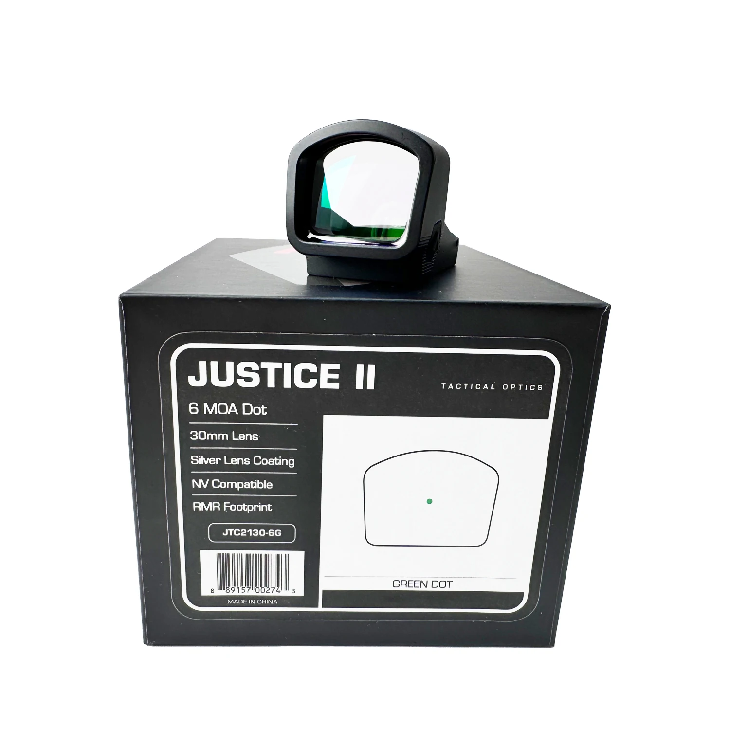Justice II 1x30 Reflex 4 Multi-Reticle 6MOA Groen 6 MOA Red Dot Sight Shake N' Wake