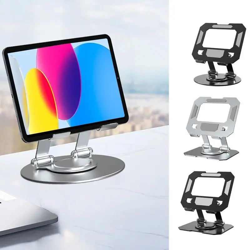 Tablet Stand a 360-degree swivel base Adjustable Carbon Steel Tablet Holder Folding Monitor Stand Portable Computer Holder