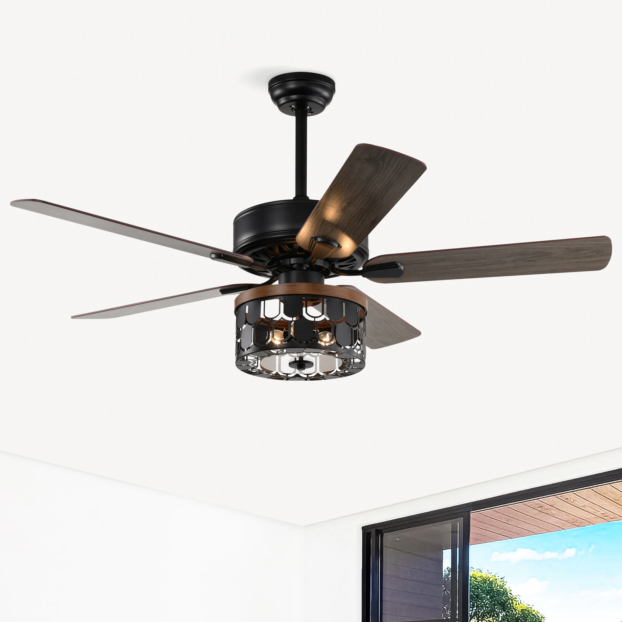 52'' Plywood blades ceiling fan with remote control for the living room ,bed room