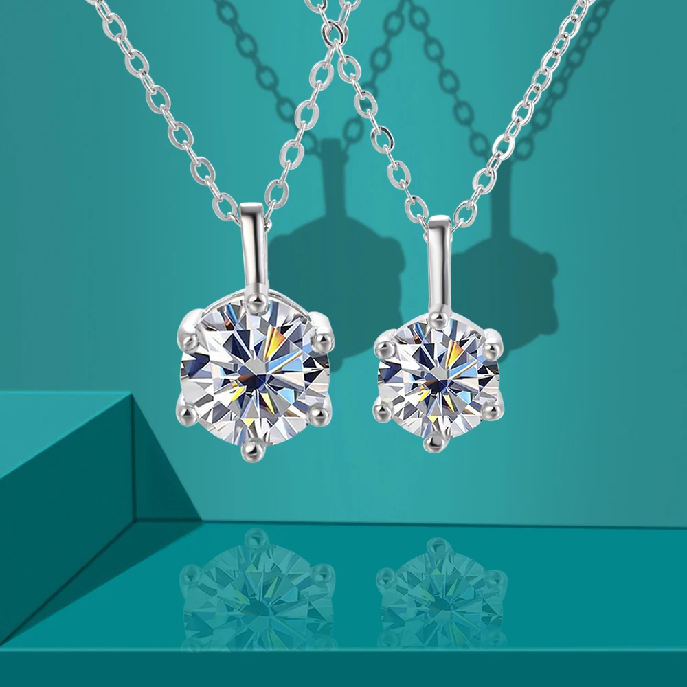 BLUEENCH 2.0ct VVS1 D Color Moissanite Necklace 925 Soild Sterling Sliver Chain with Certificate Fine Jewelry for Woman