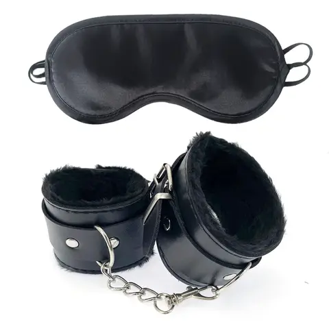 2pcs PU Leather Sex Handcuffs with Eye Mask Sex Toys for Couples Adult Games Bondage Restraints Erotic Accessories