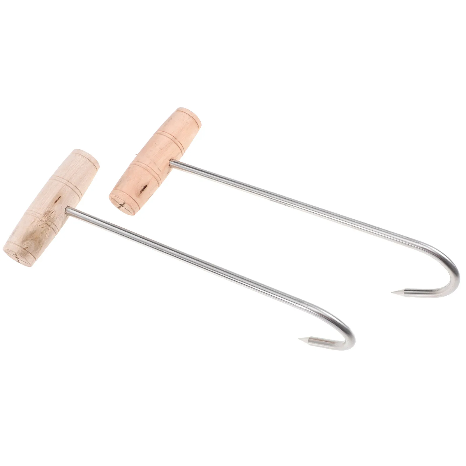 

Pork Hook Pcs Butcher Shop Tool Wooden H Stainless Steel Meat Hooks for Hanging Cooking T Shaped Butcher Shop Tool