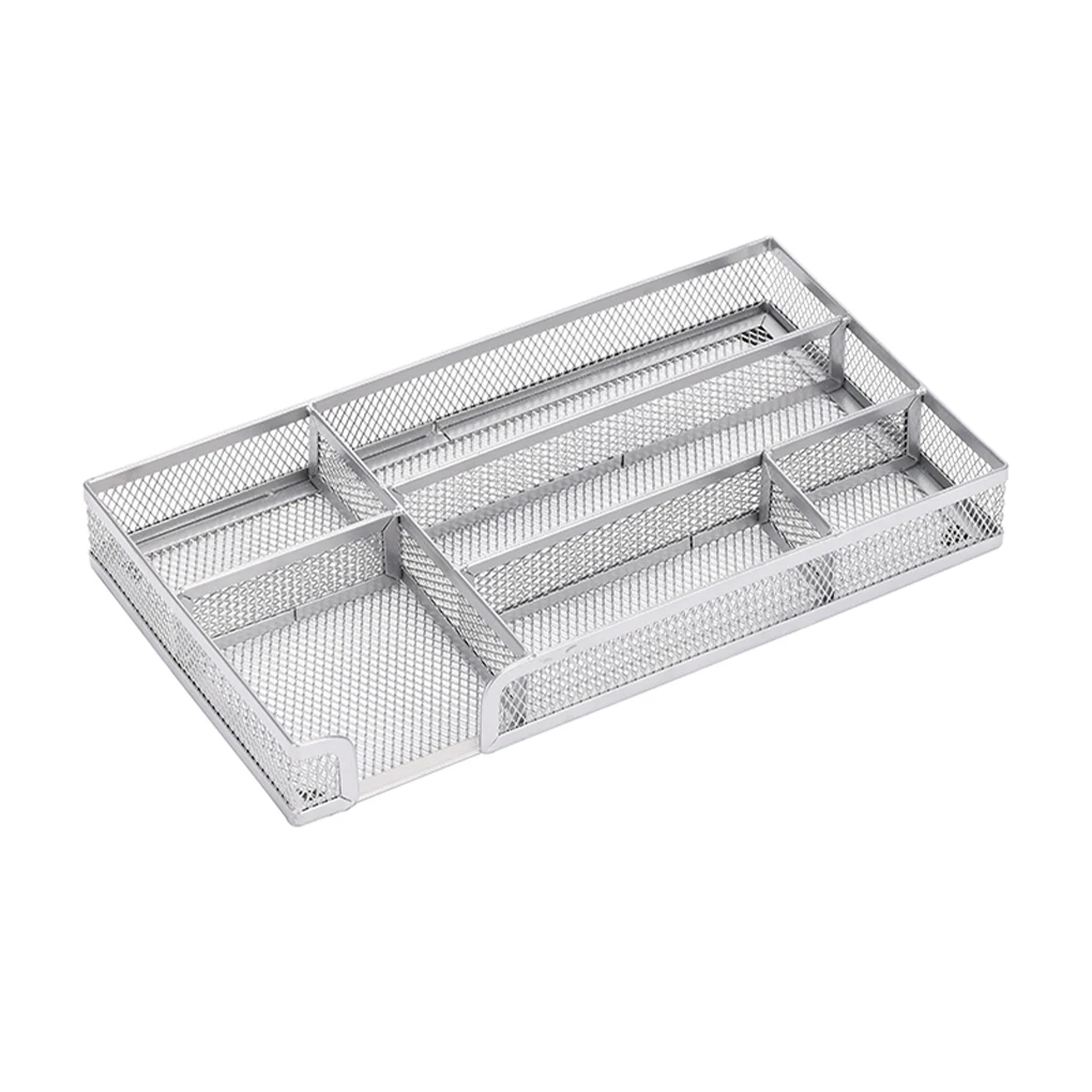 Large Capacity Desk Organizer Metal Mesh For Efficient Storage Mesh Desktop Drawer 6 Compartments