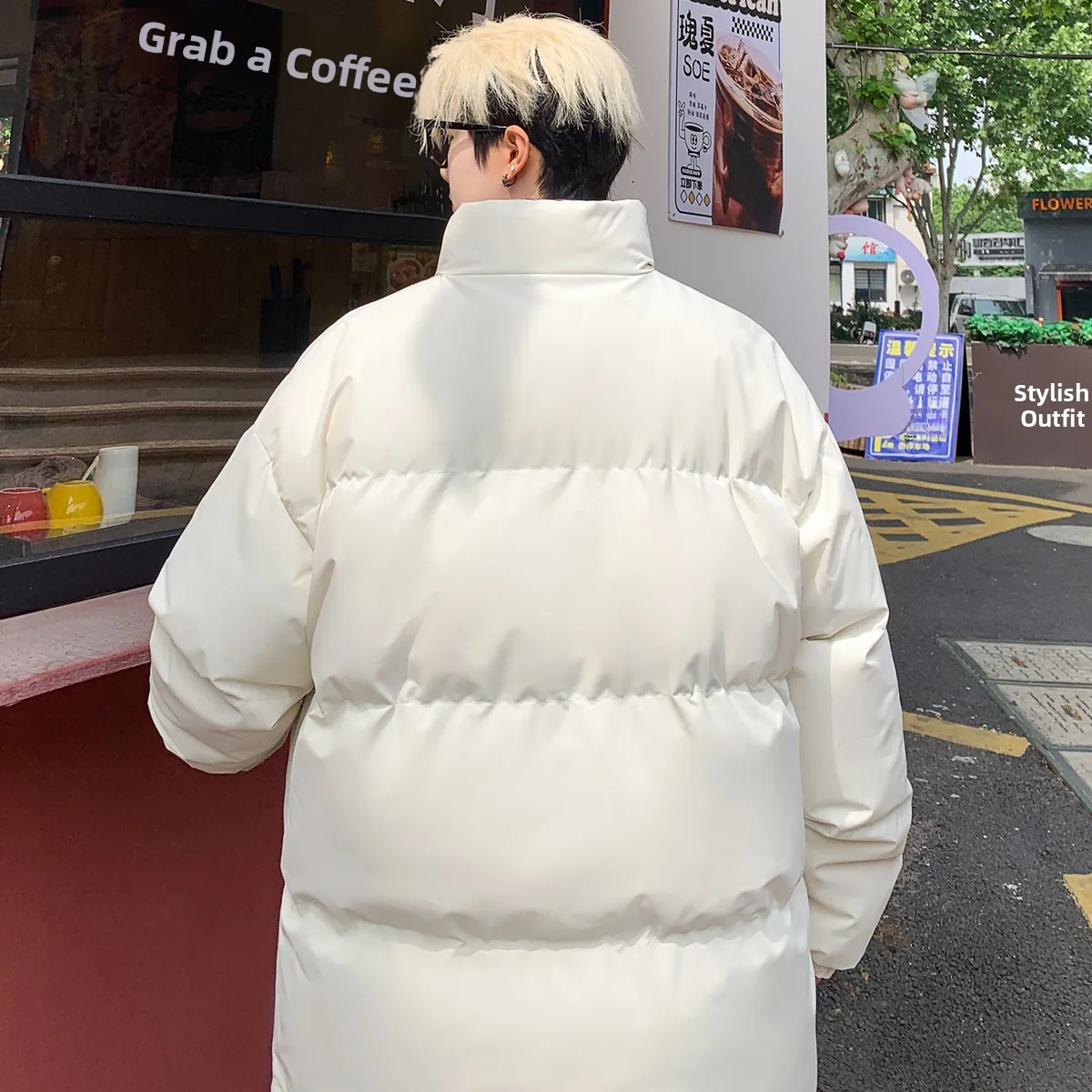 

Тепло плюс мужское хлопковое пальто, базовое пальто свободного покроя с воротником-стойкой, зимнее пальто больших размеров, модная мужская верхняя одежда больших размеров