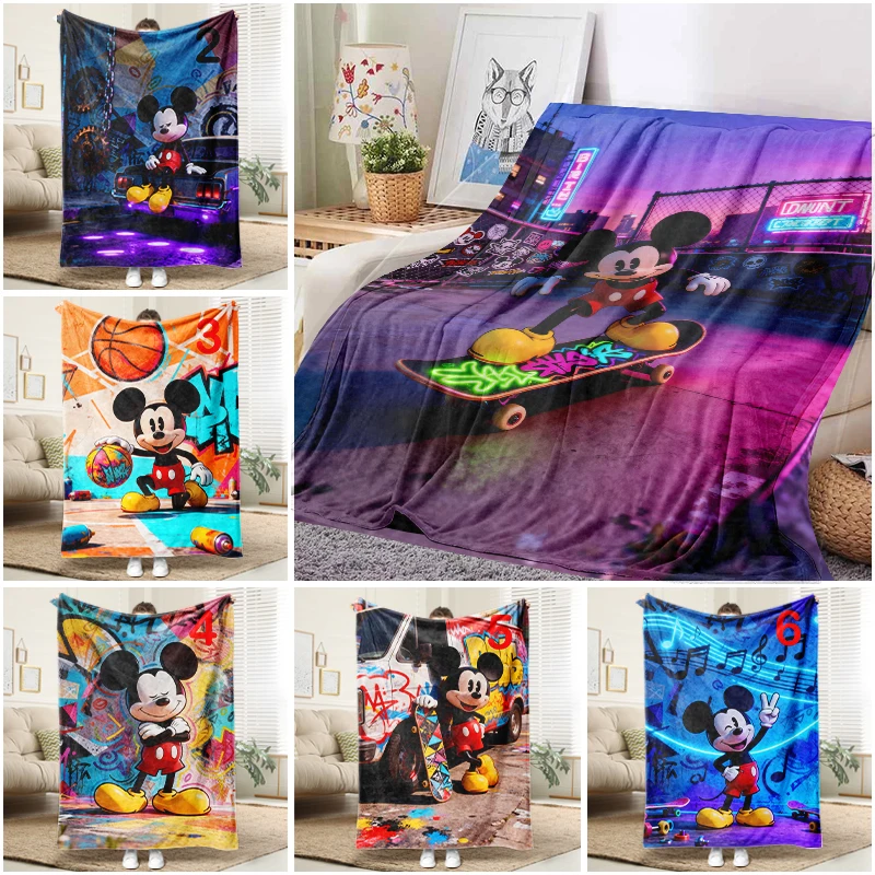 

Disney Mickey Mouse Skateboard Blanket Soft Flannel Throw Sofa Bed Cover for Kids Adults Gift