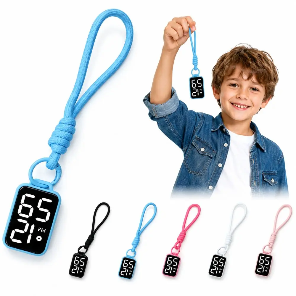 LED Pocket Watch Keychain Digital Display Big Numbers Electronic Hanging Watch Waterproof Multipurpose Digital Watch Kid Adult
