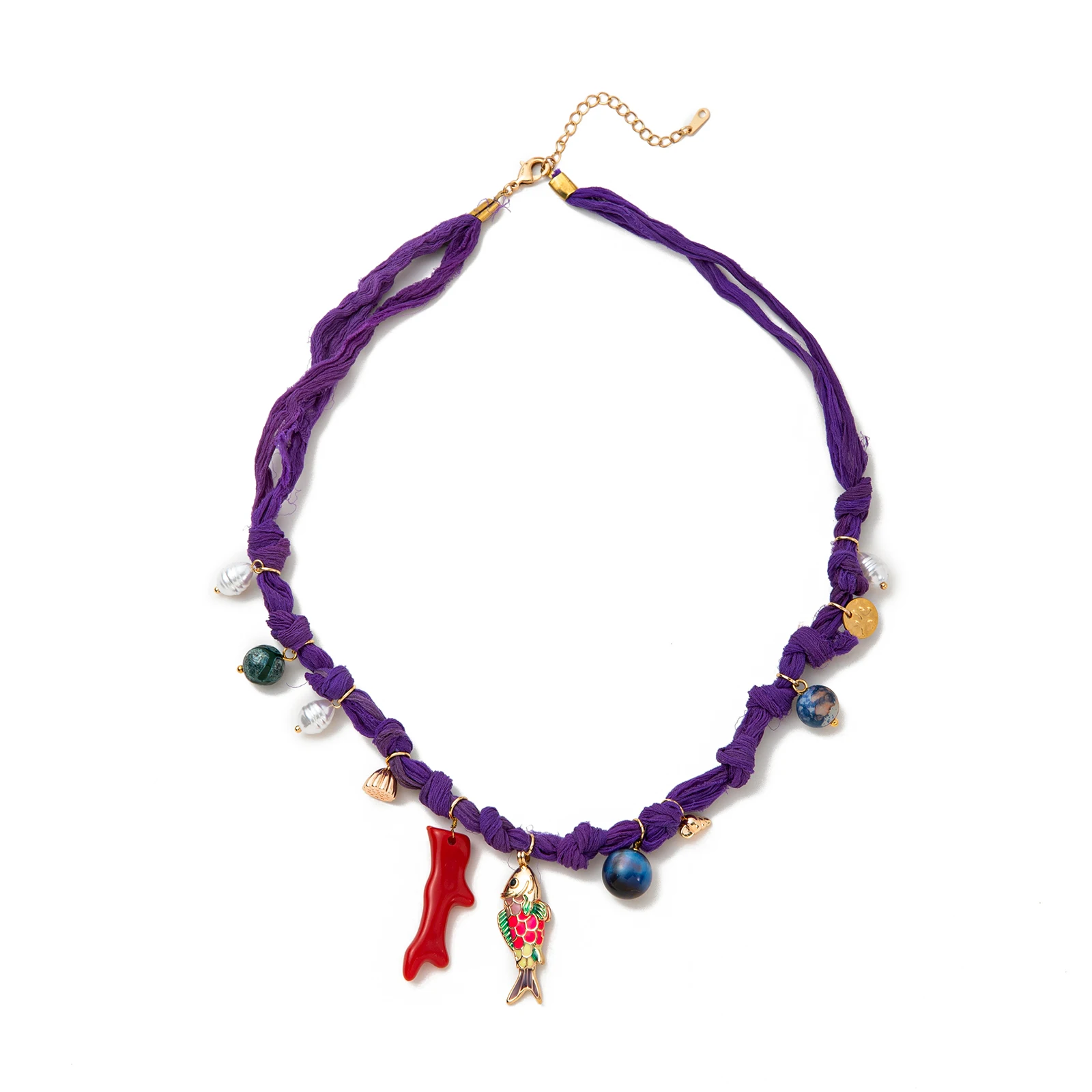 Beach Vacation Dopamine Necklace Coral Pearl Little Fish DIY Necklace Women Gold Plated Color Preserved - Image 6