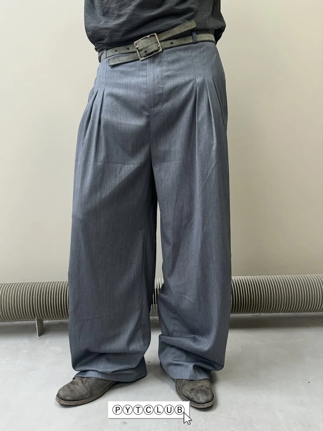 

YOUNGYTKING SS26 Baggy Pants Casual Pleated West Pants Men Women Retro Style Cotton Straight Leg Trousers for Casual Wear