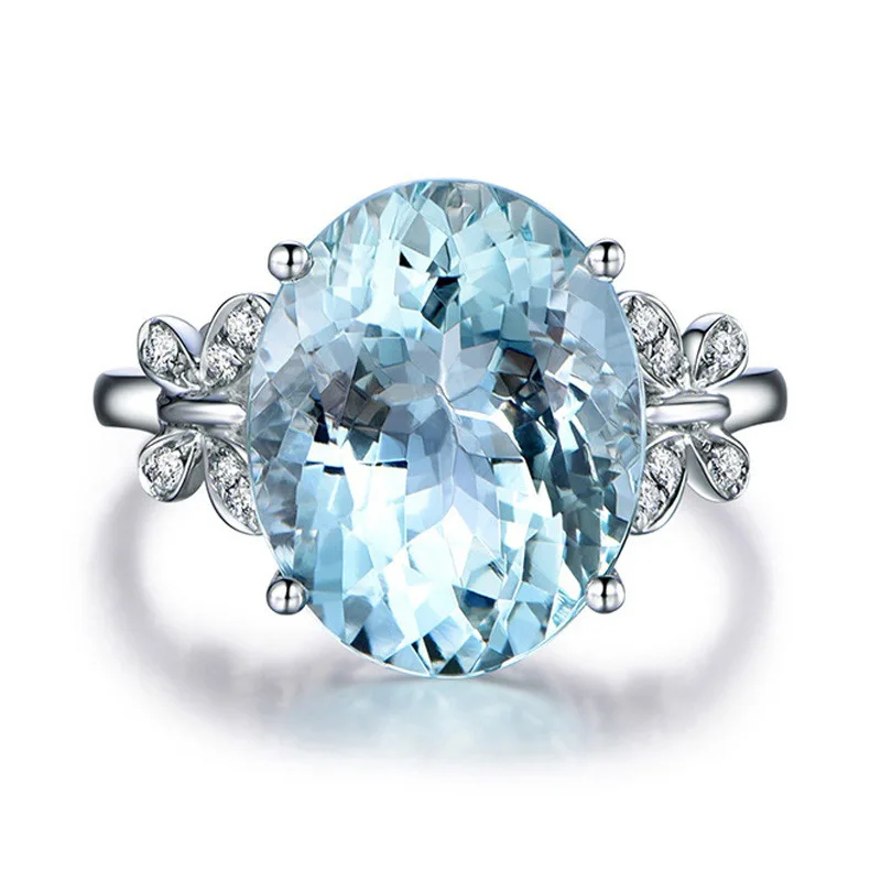 

Sky blue cubic zirconia Silver Plated Ring for Women Solid for Wedding Engagement Jewelry ﻿ ﻿﻿