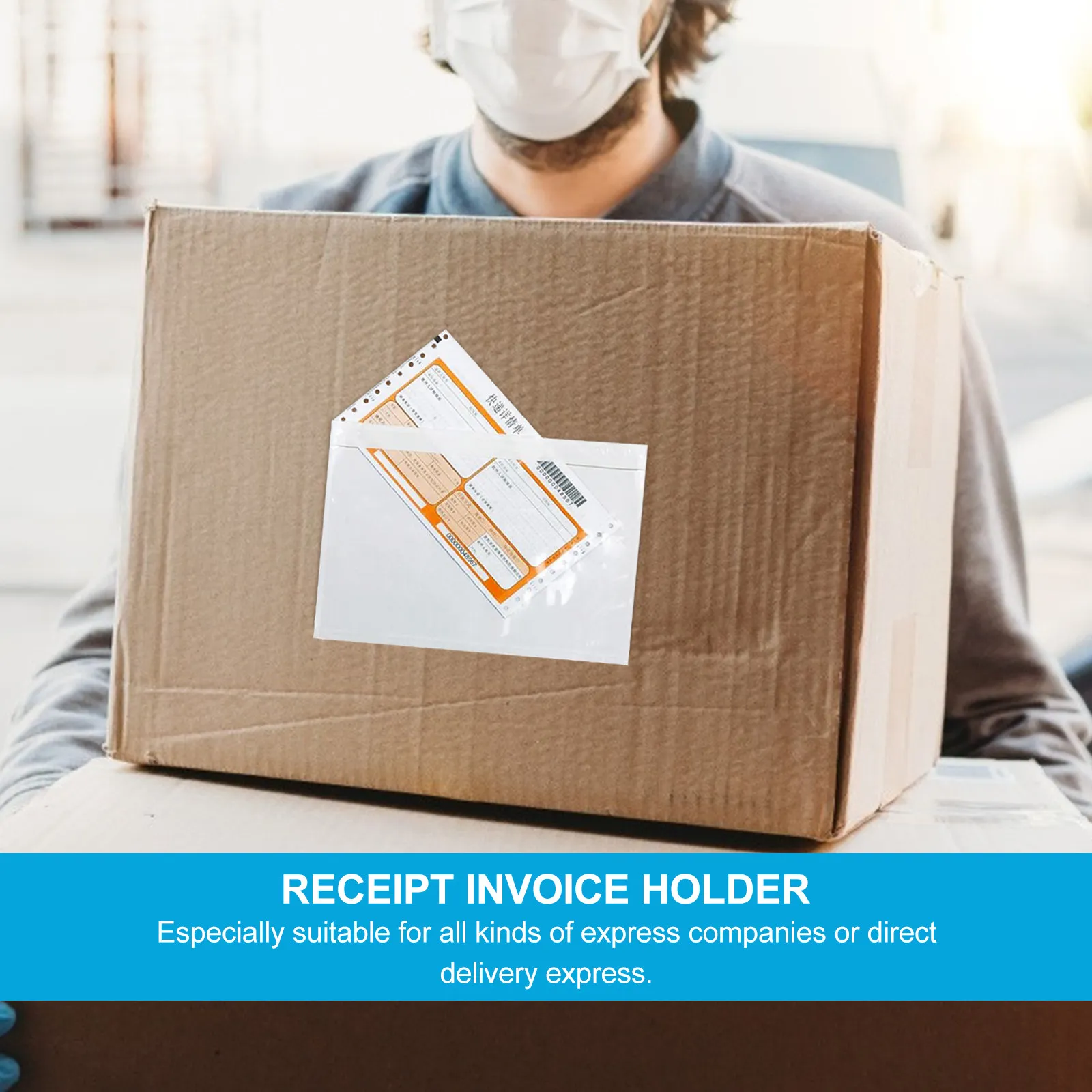 

50 шт. пластиковых пакетов для хранения чеков, самоклеящиеся, прозрачные, водонепроницаемые, для экспресс-доставки, упаковки счетов, защиты чеков и накладных