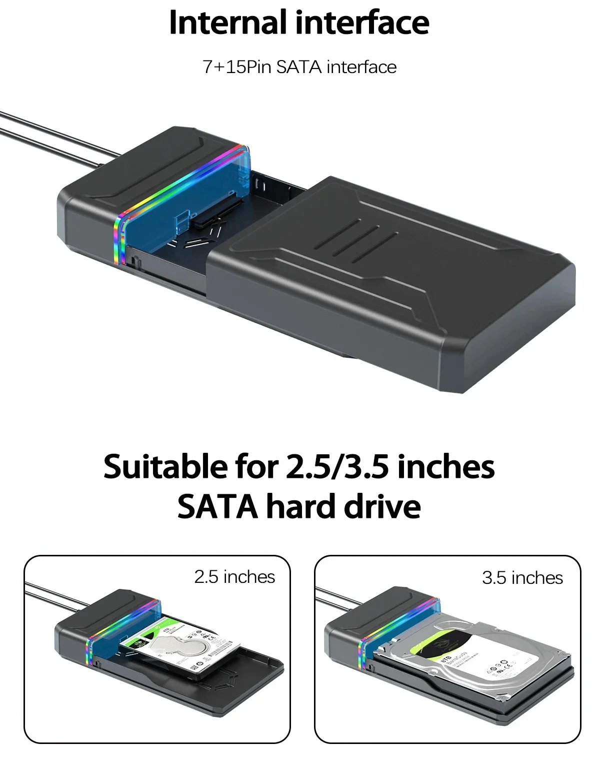 3.5 ''2.5'' HDD SATA TO Type C อะแดปเตอร์ฮาร์ดไดรฟ์ภายนอกดิสก์ 3.5 นิ้ว SSD Disk ได้ถึง 6Gbps 18TB HDD กล่องสําหรับ PC
