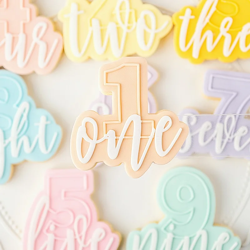 Brief Anzahl Acryl Cookie Cutter Reverse Stempel Embosser Fondant Form Backen Werkzeuge Keks Gebäck Handwerk Kuchen Dekoration Werkzeug