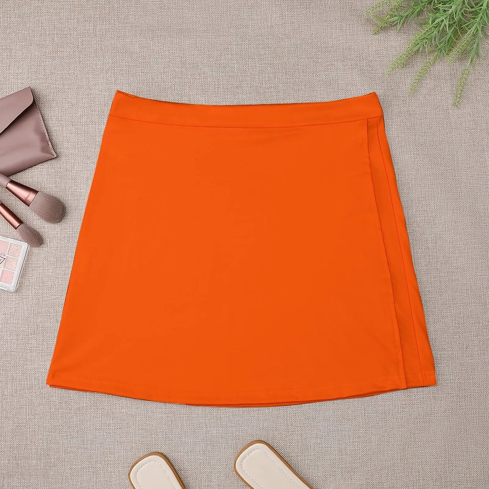 SOLID PLAIN INTERNATIONAL ORANGE -OVER 100 SHADES OF ORANGE ON OZCUSHIONS Mini Skirt Short women′s skirts Skort for women