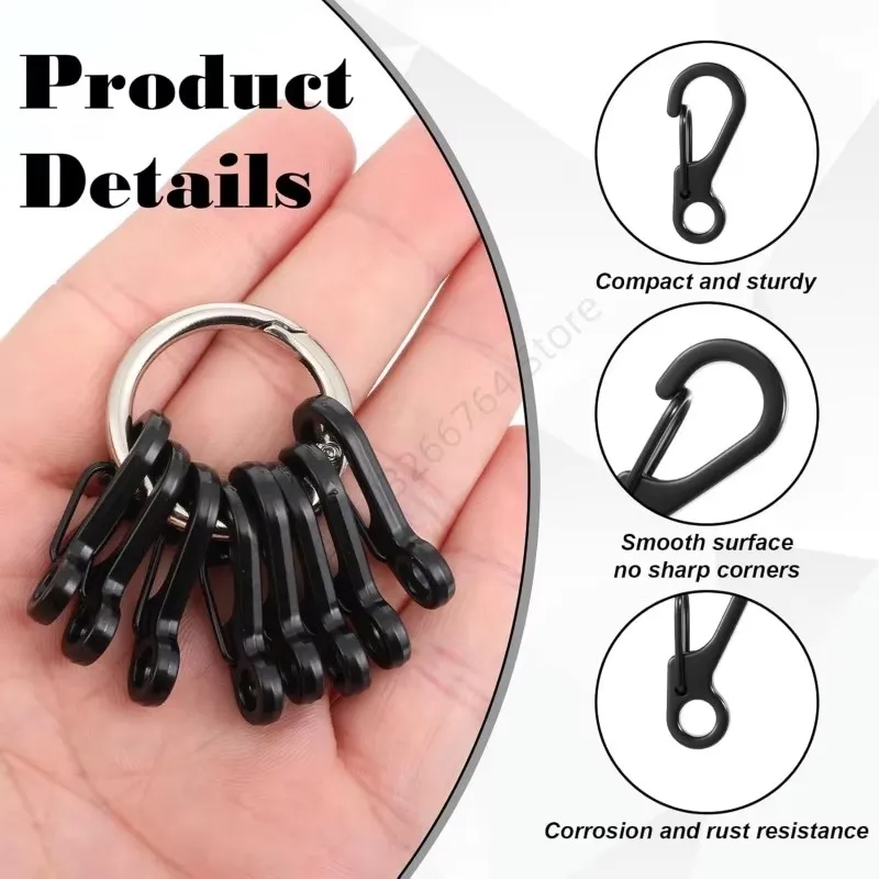 5/10Pcs Metal Key Chains Ring Outdoor Camping Carabiner Backpack Belt Ring Tent Cord Rope Spring Clip Climbing Hooks