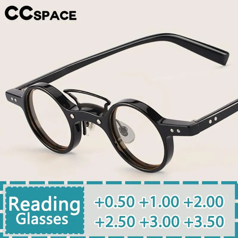 R49805 Vintage Acetate Reading Glasses Men Lady Fashion Small Size Rivet Optical Presbyopic Glasses Dioptric +100 +200 +300 +350