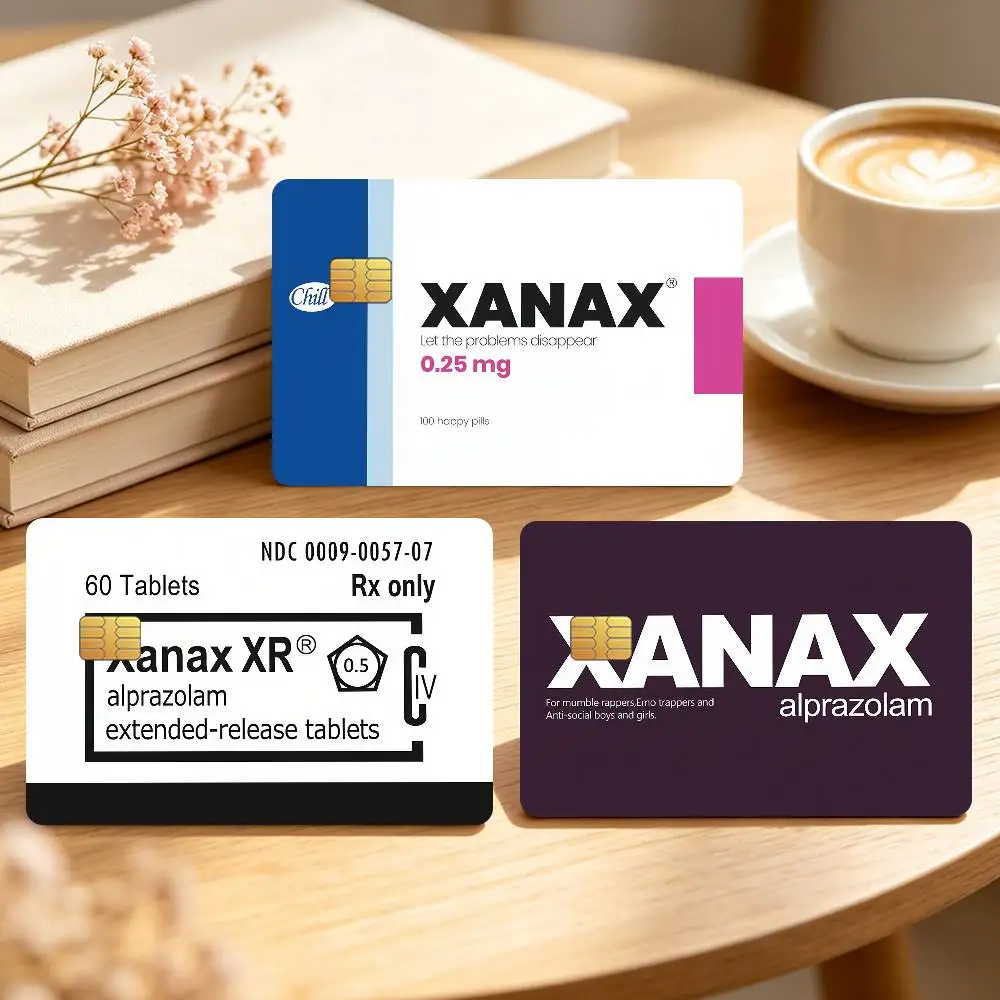 Fun X-XANAXS Happy Pills Credit Card Sticker Waterproof Anti-Scratch 4PCS Bank Debit Traffic Cover Decoration