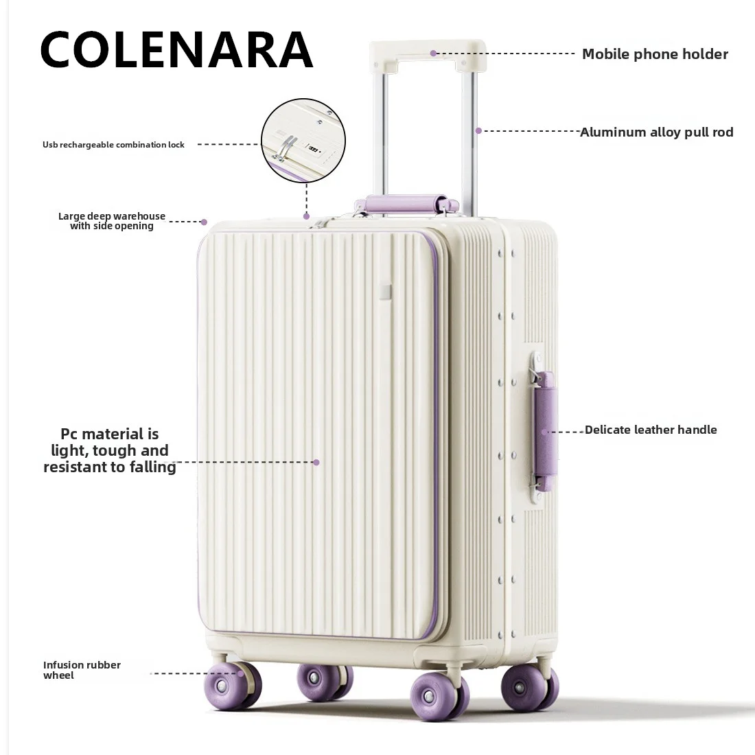 COLENARA Carry-on Travel Luggage ABS+PC Boarding Case 20