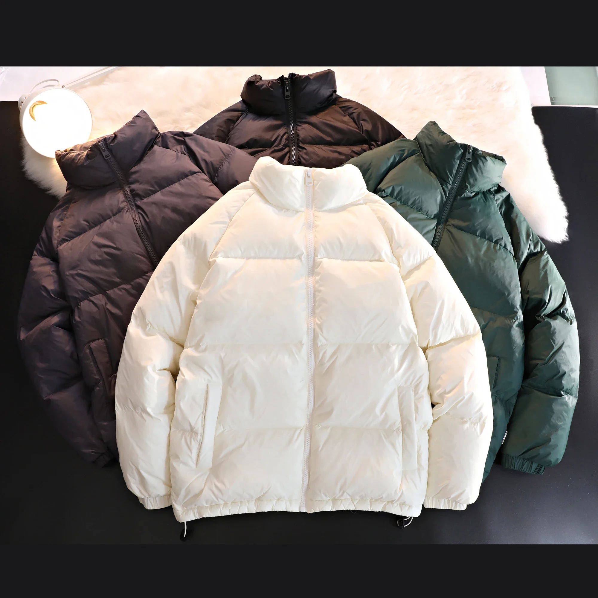 Herbst Winter Männer Winddicht Warm Geeignet Pendeln Einfache Stehkragen Gepolsterte Jacke Verdickt Männer Casual Einfarbig Jacke