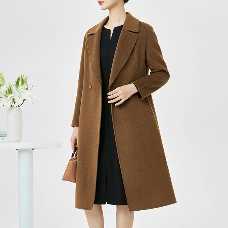 Classic Brown Long Women's Wool Coat - Loose Fit Simple and Exquisite Custom Wool Blend