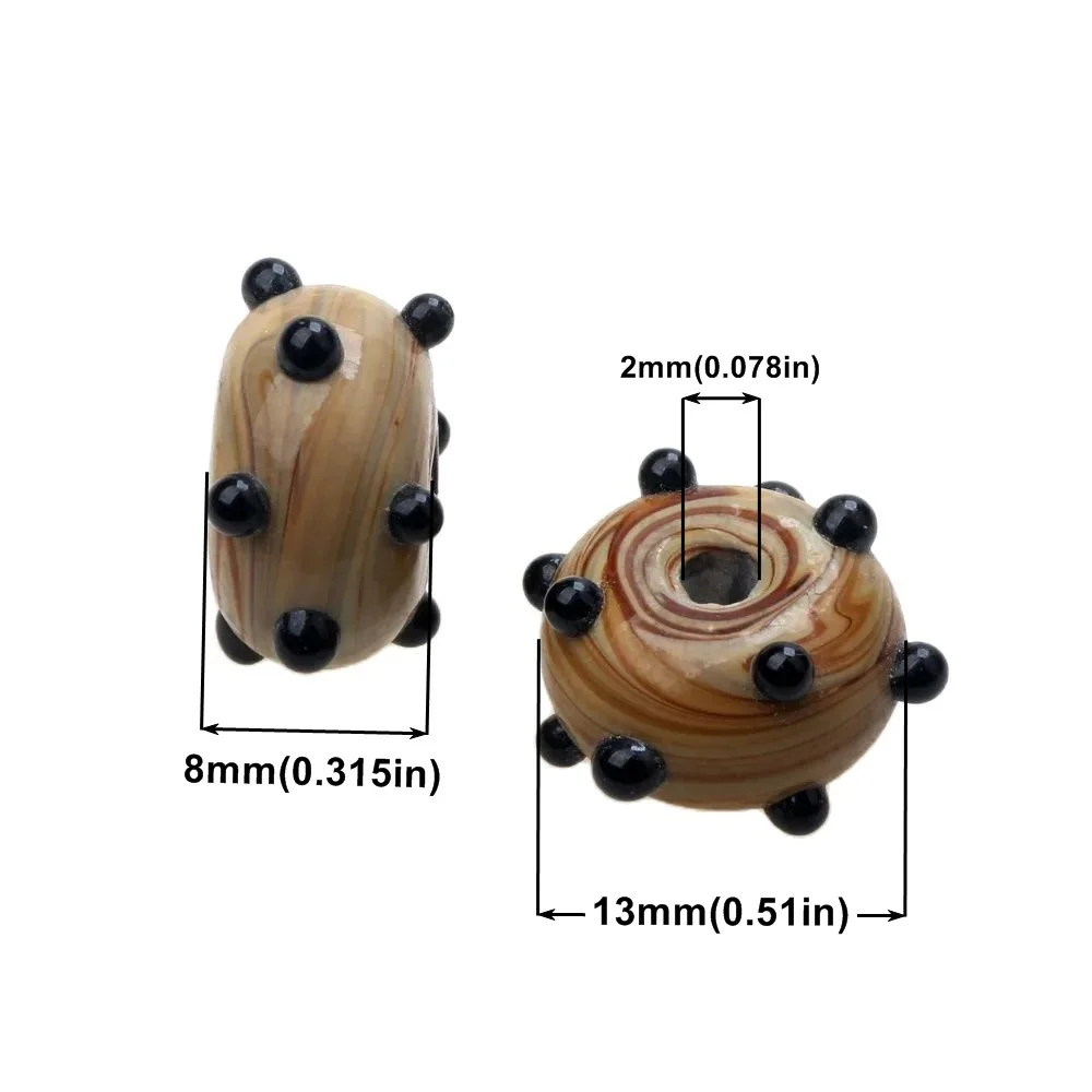 Wood Grain 2PCS/LOT Nature Style Handmade Lampwork Glass Beads For Jewelry Making Accessories DIY Charm Earring Bracelets