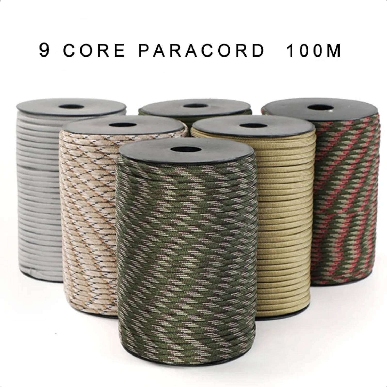 SXHWC Reliable High-performance Durable 100m Military Standard 9-Core 4mm Outdoor Paracord Rope - Heavy-duty Long-lasting Multif