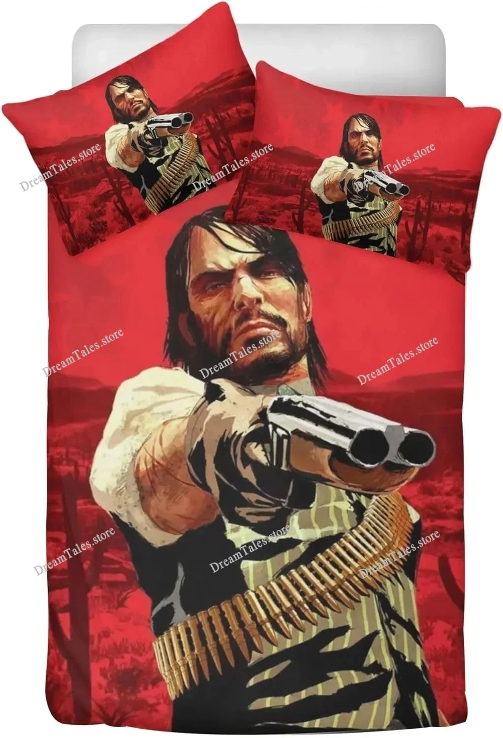 

Anime Quilt Cover Red Dead Redemption Bedding Set,Children's Soft Bed Cover,Single Double Full King Bed King Bed Set741