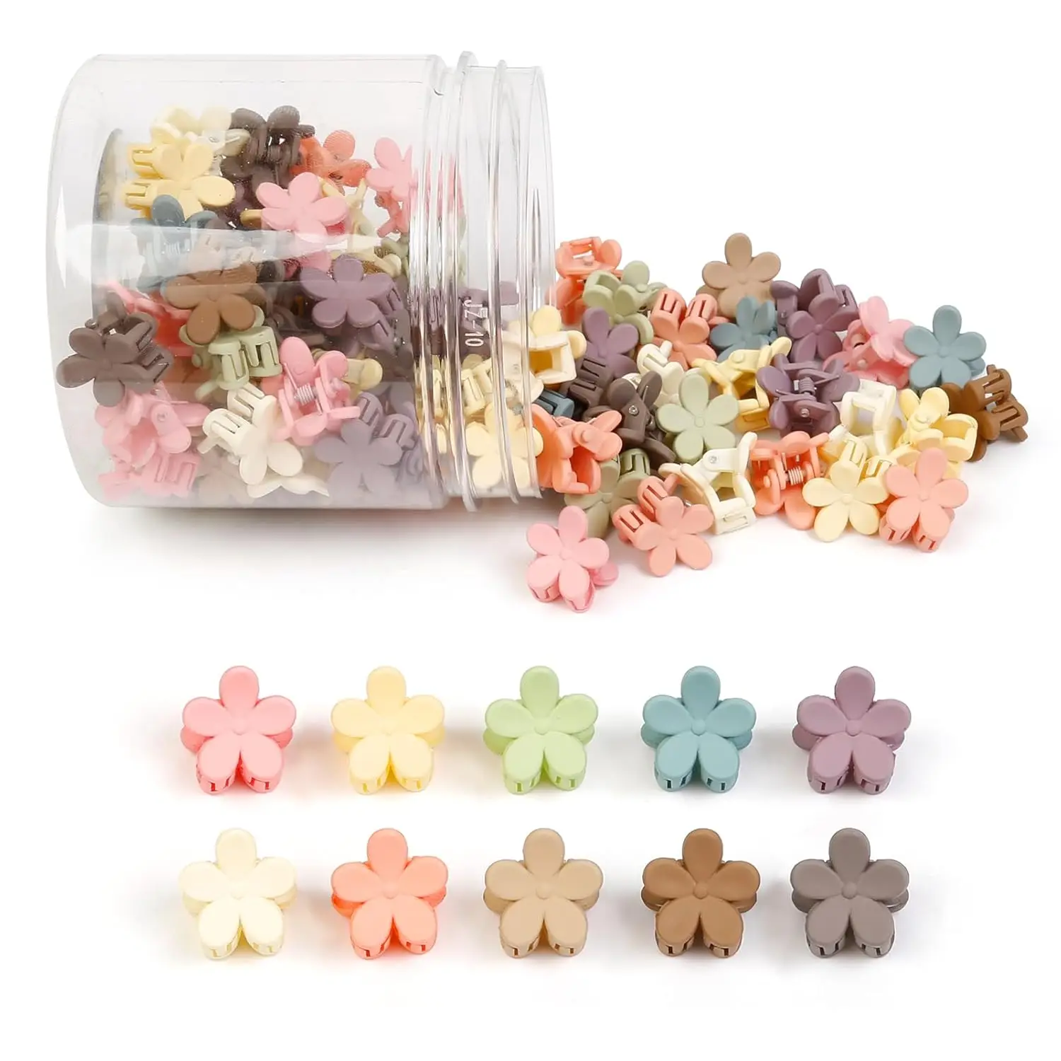 

100Pcs Mini Flower Hair Clips, Cute Small Claw Clips Hair Pins for Women Teens, Colorful Hair Barrettes