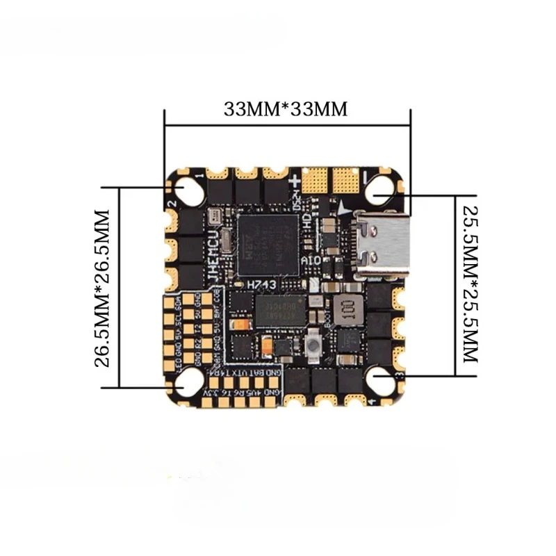1pcs for GH743AIO-HD Flight Controller ICM-42688-Px2 5V/2.5A BEC Baro OSD 128MB AM32 40A 3-6S 4in1 Brushless ESC for FPV Drone