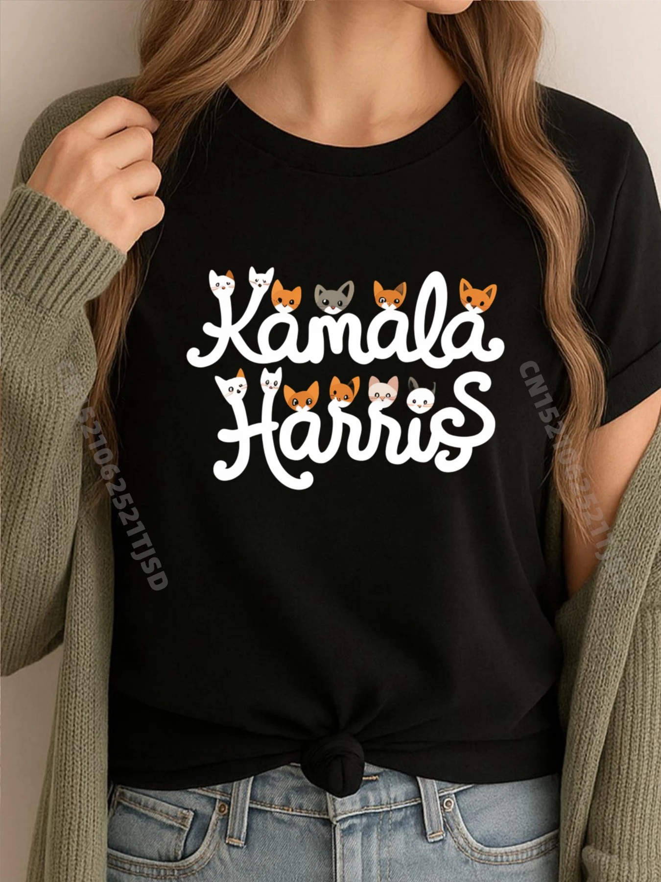 

Камала Типография Алфавит Детская Кошка Дамы Для Камалы Христианская Футболка Женская Мужская Футболка На Заказ