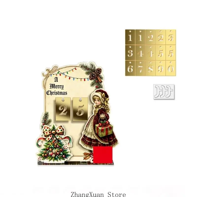 Freistehendes Weihnachtsdisplay mit Datumskarten für Schreibtische und Regale 3XUF – Detail 9