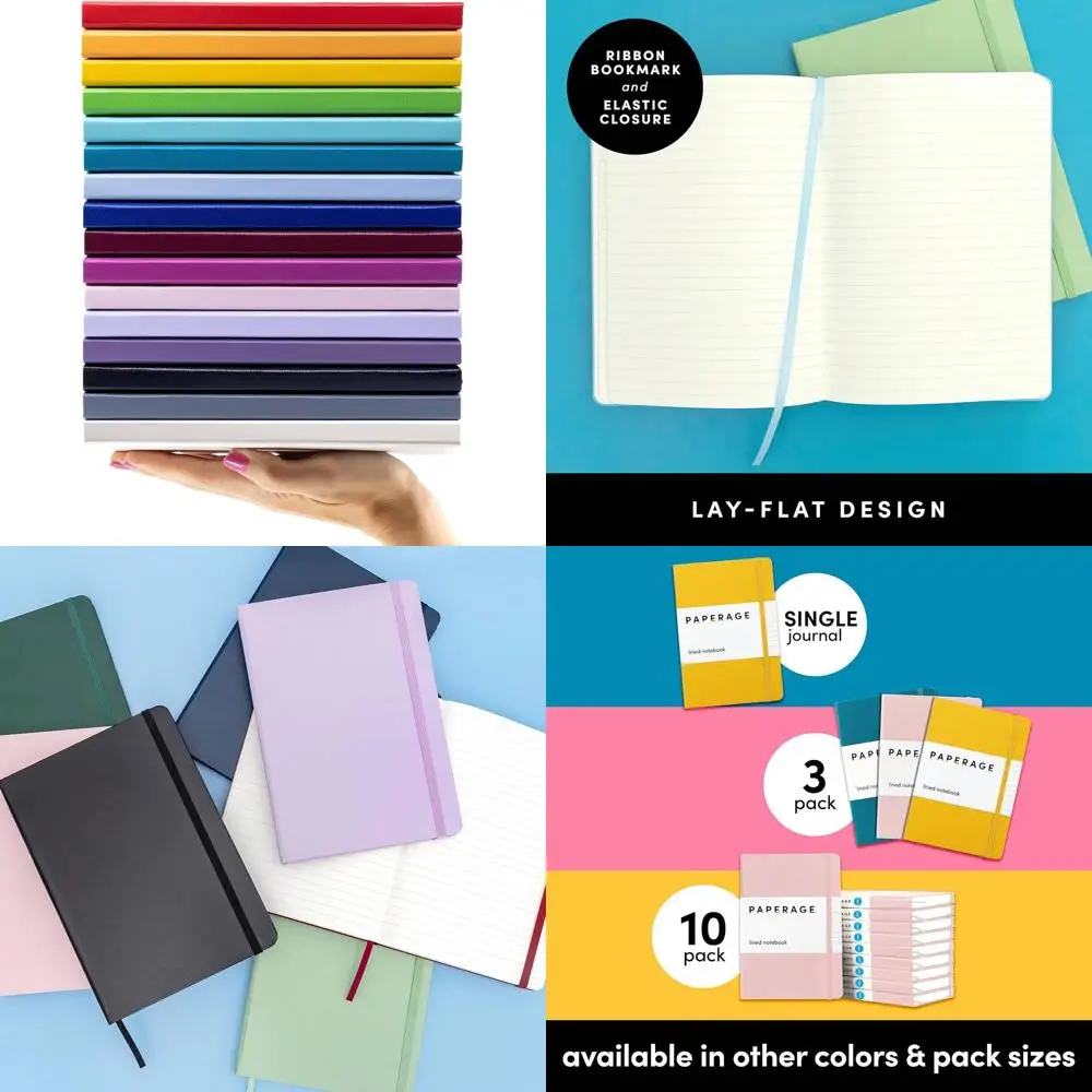 

Rainbow 10-Volume Set, 160-Page Medium Notebooks, 5.6x8 inches, 100 GSM Paper - Hardcover for Work, School, and Notes
