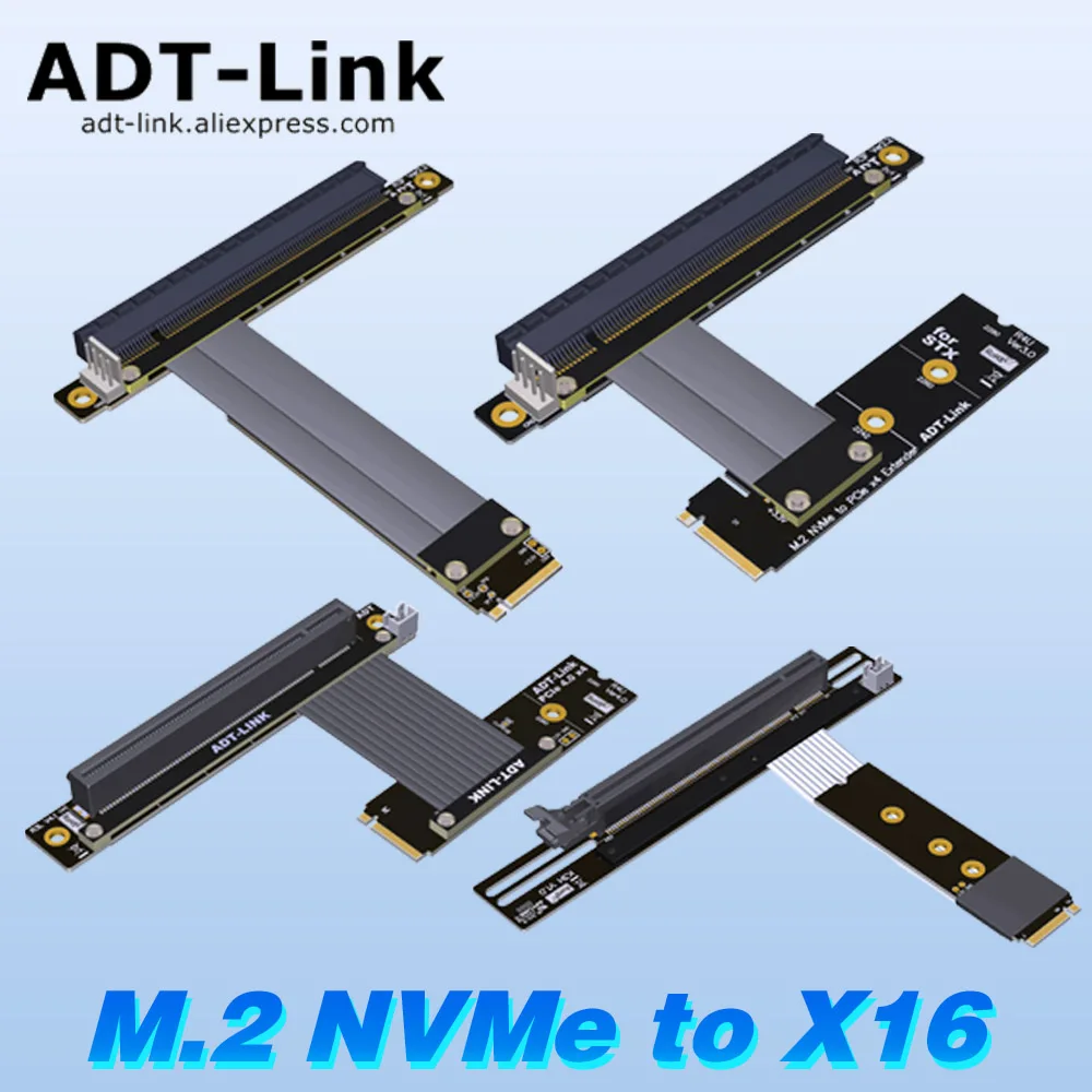 

M2 To Pcie X16 ADT R43 M.2 NVMe KeyM SSD To PCIe 4.0 X16 Riser Card Turn 90 Angled Graphics GPU Riser Extender M2 NGFF Gen4