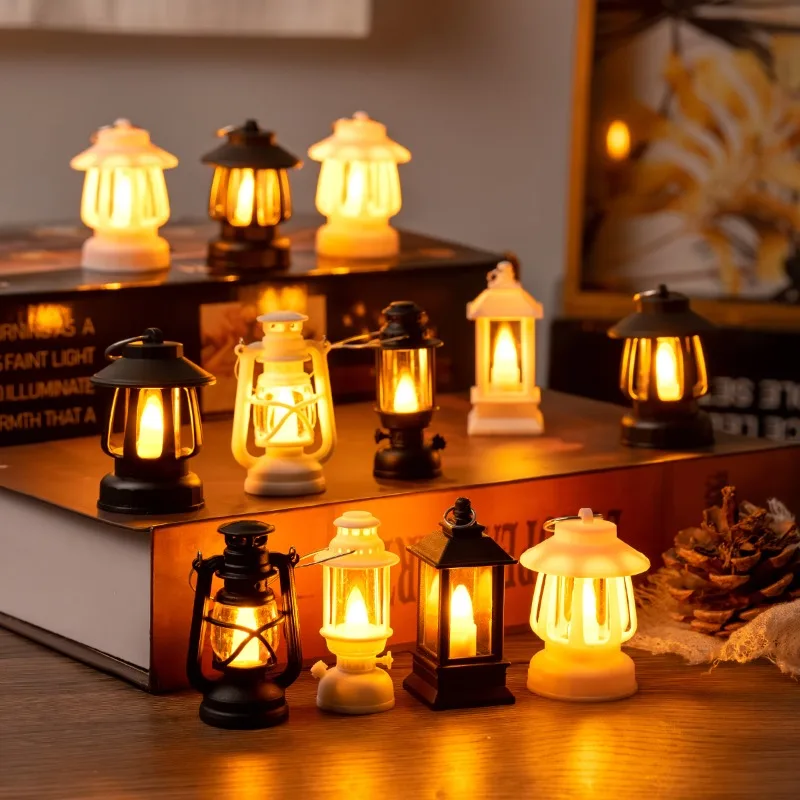 6cmMini Led Retro Glowing Pony Laterne Simulation Cande Licht für Puppe Haus Zubehör Miniatur Lampe Puppe Hause Dekoration spielzeug